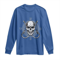Funny Fishing Lover Long Sleeve Shirt Pirate Skull Fishing Hook Compass - Wonder Print Shop