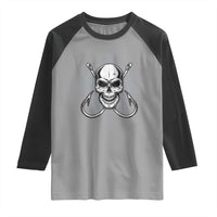 Funny Fishing Lover Raglan Shirt Pirate Skull Fishing Hook Compass - Wonder Print Shop