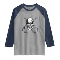 Funny Fishing Lover Raglan Shirt Pirate Skull Fishing Hook Compass - Wonder Print Shop