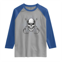 Funny Fishing Lover Raglan Shirt Pirate Skull Fishing Hook Compass - Wonder Print Shop