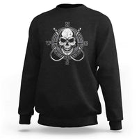 Funny Fishing Lover Sweatshirt Pirate Skull Fishing Hook Compass - Wonder Print Shop