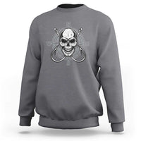 Funny Fishing Lover Sweatshirt Pirate Skull Fishing Hook Compass - Wonder Print Shop