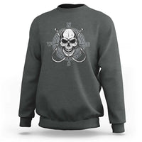 Funny Fishing Lover Sweatshirt Pirate Skull Fishing Hook Compass - Wonder Print Shop