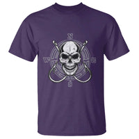 Funny Fishing Lover T Shirt Pirate Skull Fishing Hook Compass - Wonder Print Shop
