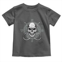 Funny Fishing Lover Toddler T Shirt Pirate Skull Fishing Hook Compass - Wonder Print Shop