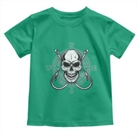 Funny Fishing Lover Toddler T Shirt Pirate Skull Fishing Hook Compass - Wonder Print Shop