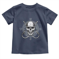Funny Fishing Lover Toddler T Shirt Pirate Skull Fishing Hook Compass - Wonder Print Shop