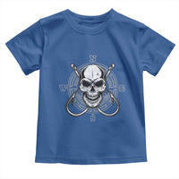 Funny Fishing Lover Toddler T Shirt Pirate Skull Fishing Hook Compass - Wonder Print Shop