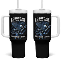 Navy Military 250th Anniversary Tumbler With Handle Forged Of Salt And Steel 250 Years Strong - Wonder Print Shop