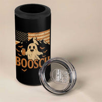 Funny Ghost Boosch Beer Halloween 4 in 1 Can Cooler Tumbler Vintage American Flag - Wonder Print Shop
