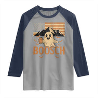 Funny Ghost Boosch Beer Halloween Raglan Shirt Vintage American Flag - Wonder Print Shop
