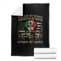 Italian By Blood American By Birth Patriot By Choice Throw Blanket Funny Italian American Skull USA Flag - Wonder Print Shop