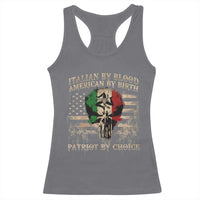 Italian By Blood American By Birth Patriot By Choice Racerback Tank Top Funny Italian American Skull USA Flag - Wonder Print Shop