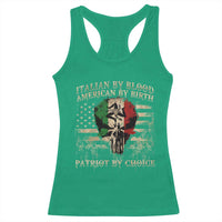 Italian By Blood American By Birth Patriot By Choice Racerback Tank Top Funny Italian American Skull USA Flag - Wonder Print Shop