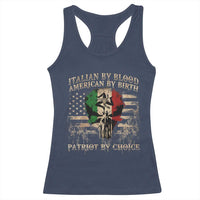 Italian By Blood American By Birth Patriot By Choice Racerback Tank Top Funny Italian American Skull USA Flag - Wonder Print Shop