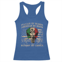 Italian By Blood American By Birth Patriot By Choice Racerback Tank Top Funny Italian American Skull USA Flag - Wonder Print Shop