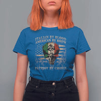 Italian By Blood American By Birth Patriot By Choice T Shirt For Women Funny Italian American Skull USA Flag - Wonder Print Shop