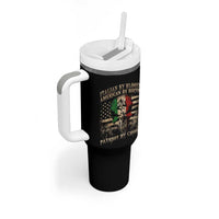Italian By Blood American By Birth Patriot By Choice Tumbler With Handle Funny Italian American Skull USA Flag - Wonder Print Shop