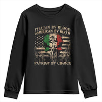 Italian By Blood American By Birth Patriot By Choice Youth Sweatshirt Funny Italian American Skull USA Flag - Wonder Print Shop