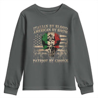 Italian By Blood American By Birth Patriot By Choice Youth Sweatshirt Funny Italian American Skull USA Flag - Wonder Print Shop