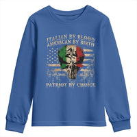 Italian By Blood American By Birth Patriot By Choice Youth Sweatshirt Funny Italian American Skull USA Flag - Wonder Print Shop
