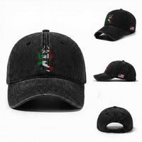 Funny Italia Heritage Pride Washed Cotton Baseball Cap Vintage Italian Map Mafia Gangster