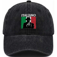 Italiano Italian Mafia Sicilian Gangster Italy Flag Washed Cotton Baseball Cap