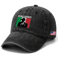 Italiano Italian Mafia Sicilian Gangster Italy Flag Washed Cotton Baseball Cap