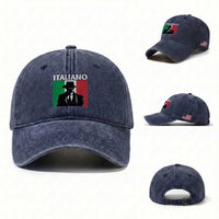 Italiano Italian Mafia Sicilian Gangster Italy Flag Washed Cotton Baseball Cap