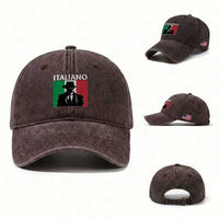 Italiano Italian Mafia Sicilian Gangster Italy Flag Washed Cotton Baseball Cap