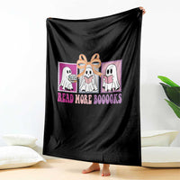 Halloween Teacher Throw Blanket Read More Boooooks Cute Ghost Reading Books - Wonder Print Shop