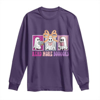 Halloween Teacher Long Sleeve Shirt Read More Boooooks Cute Ghost Reading Books - Wonder Print Shop
