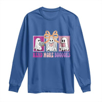 Halloween Teacher Long Sleeve Shirt Read More Boooooks Cute Ghost Reading Books - Wonder Print Shop