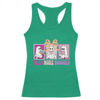 Halloween Teacher Racerback Tank Top Read More Boooooks Cute Ghost Reading Books - Wonder Print Shop