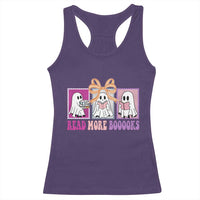 Halloween Teacher Racerback Tank Top Read More Boooooks Cute Ghost Reading Books - Wonder Print Shop