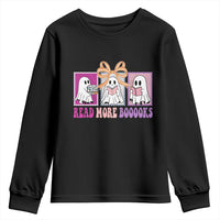 Halloween Teacher Youth Sweatshirt Read More Boooooks Cute Ghost Reading Books - Wonder Print Shop