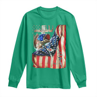 Fisherman Christian Fishing Vintage American Flag Long Sleeve Shirt - Wonder Print Shop