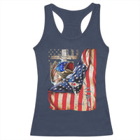 Fisherman Christian Fishing Vintage American Flag Racerback Tank Top - Wonder Print Shop