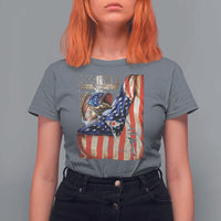 Fisherman Christian Fishing Vintage American Flag T Shirt For Women - Wonder Print Shop