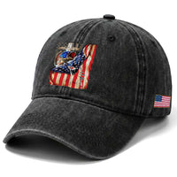 Fisherman Christian Fishing Vintage American Flag Washed Cotton Baseball Cap