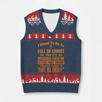 I Want To Be So Full Of Christ V-Neck Knit Sweater Vest Funny Christian Prayer Religious Cross - Wonder Print Shop