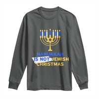 Funny Hanukkah Is Not Jewish Christmas Long Sleeve Shirt Chanukah Menorah - Wonder Print Shop