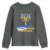 Funny Hanukkah Is Not Jewish Christmas Youth Sweatshirt Chanukah Menorah - Wonder Print Shop