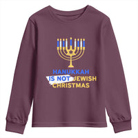 Funny Hanukkah Is Not Jewish Christmas Youth Sweatshirt Chanukah Menorah - Wonder Print Shop