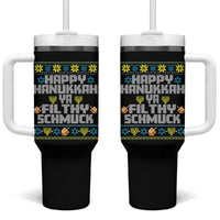 Happy Hanukkah Ya Fithy Schmuck Tumbler With Handle Funny Hanukkah Christmas Movie - Wonder Print Shop