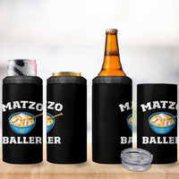 Funny Hanukkah Baseball 4 in 1 Can Cooler Tumbler Matzo Baller Matzah Ball Jewish Chanukah Sports Lover - Wonder Print Shop