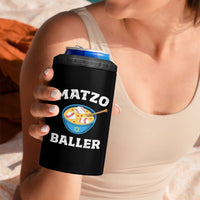 Funny Hanukkah Baseball 4 in 1 Can Cooler Tumbler Matzo Baller Matzah Ball Jewish Chanukah Sports Lover - Wonder Print Shop