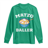 Funny Hanukkah Baseball Long Sleeve Shirt Matzo Baller Matzah Ball Jewish Chanukah Sports Lover - Wonder Print Shop