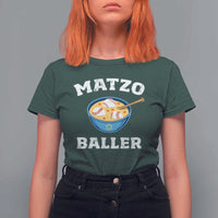 Funny Hanukkah Baseball T Shirt For Women Matzo Baller Matzah Ball Jewish Chanukah Sports Lover - Wonder Print Shop
