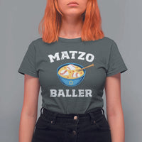 Funny Hanukkah Baseball T Shirt For Women Matzo Baller Matzah Ball Jewish Chanukah Sports Lover - Wonder Print Shop